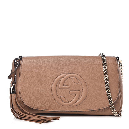 Gucci Pebbled Calfskin Medium Soho Flap Crossbody Camelia 1 of 9