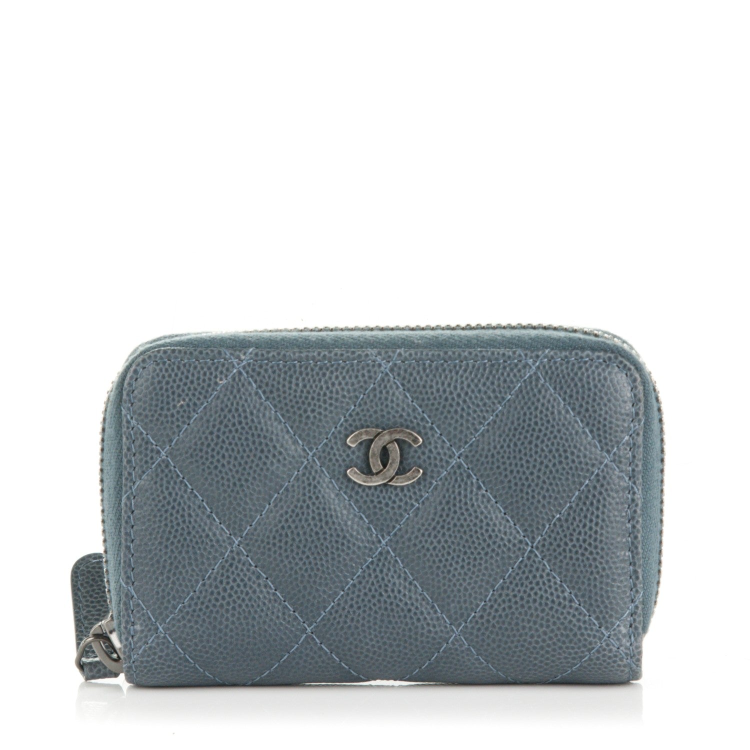 Chanel Caviar Quilted Zip Coin Purse Grey 1 of 7