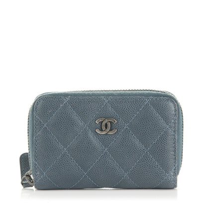 Chanel Caviar Quilted Zip Coin Purse Grey 1 of 7