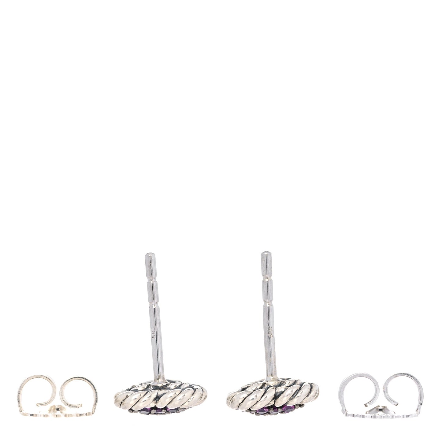 Sterling Silver Pink Sapphire Petite Pave Heart Earrings
