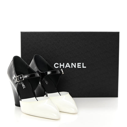 Chanel Patent Calfskin CC Pumps 36 White Black 10 of 10