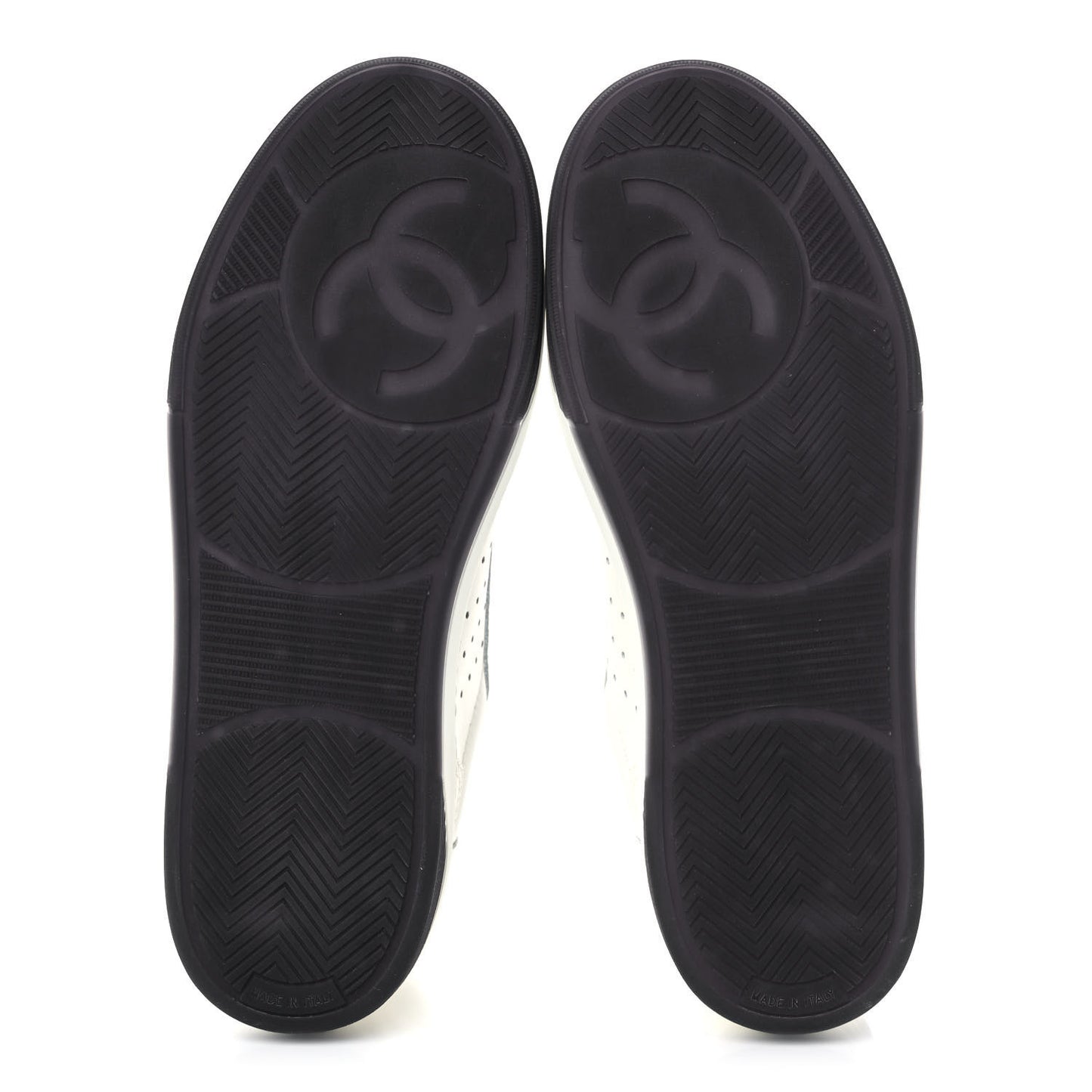 Grained Calfskin Fabric Womens Logo Sneakers 40.5 White Black