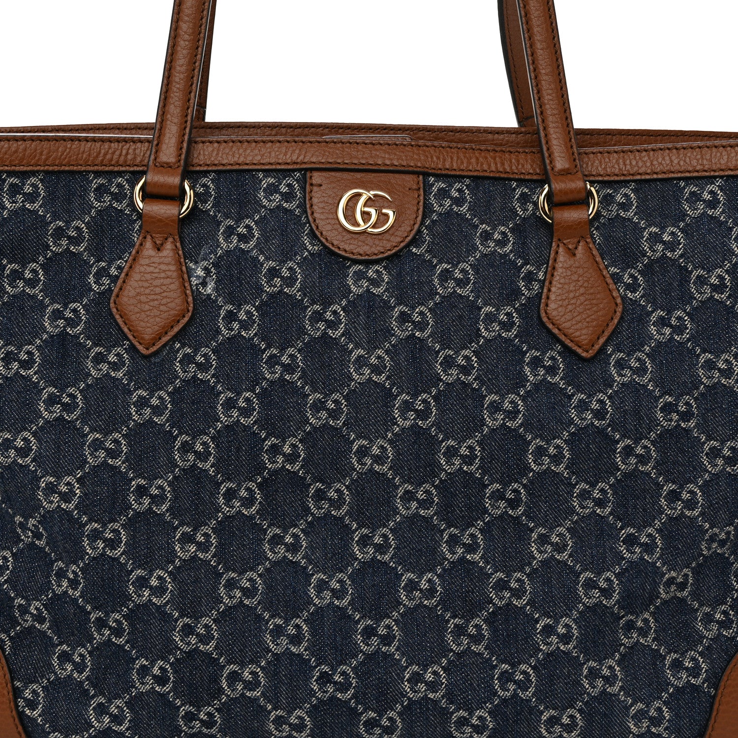 Gucci New Denim GG Monogram Medium Ophidia Shopping Tote Blue Tea Cuir 8 of 10