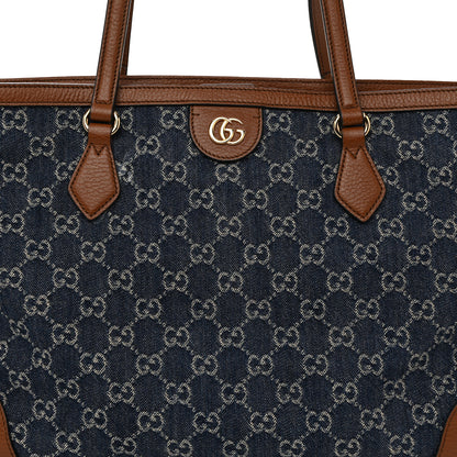 Gucci New Denim GG Monogram Medium Ophidia Shopping Tote Blue Tea Cuir 8 of 10