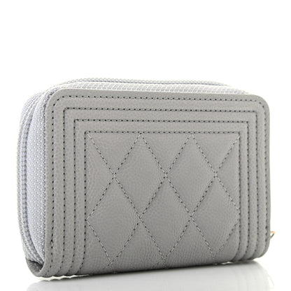 Chanel Caviar Quilted Boy Zip Around Coin Purse Wallet Grey 3 of 7