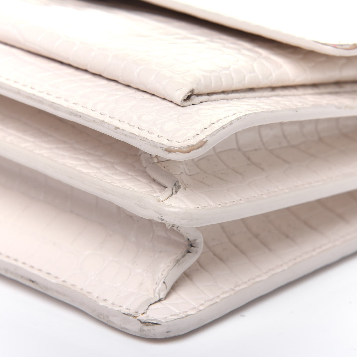 Calfskin Crocodile Embossed Medium Monogram Sunset Blanc Vintage