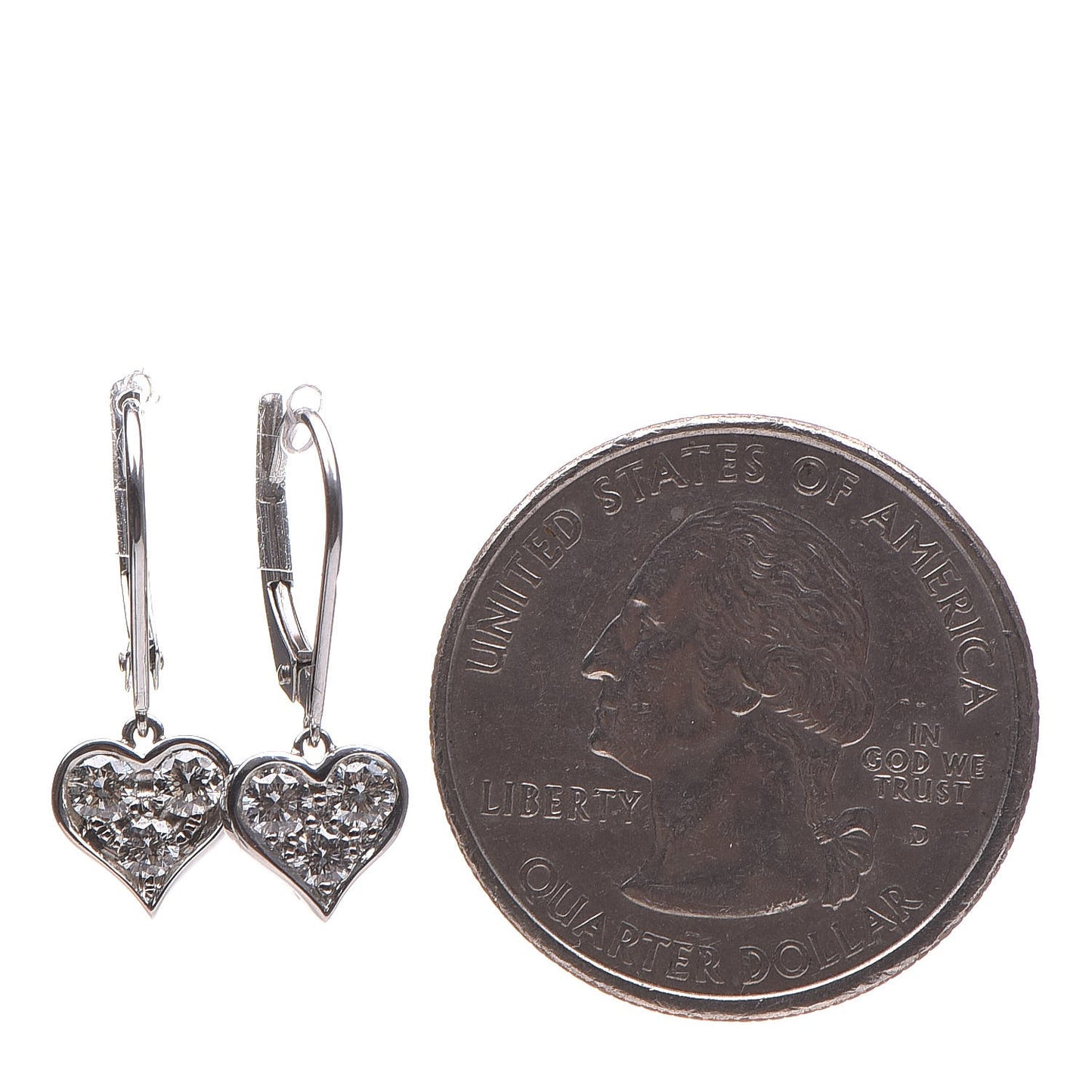 Platinum Diamond Heart Drop Earrings