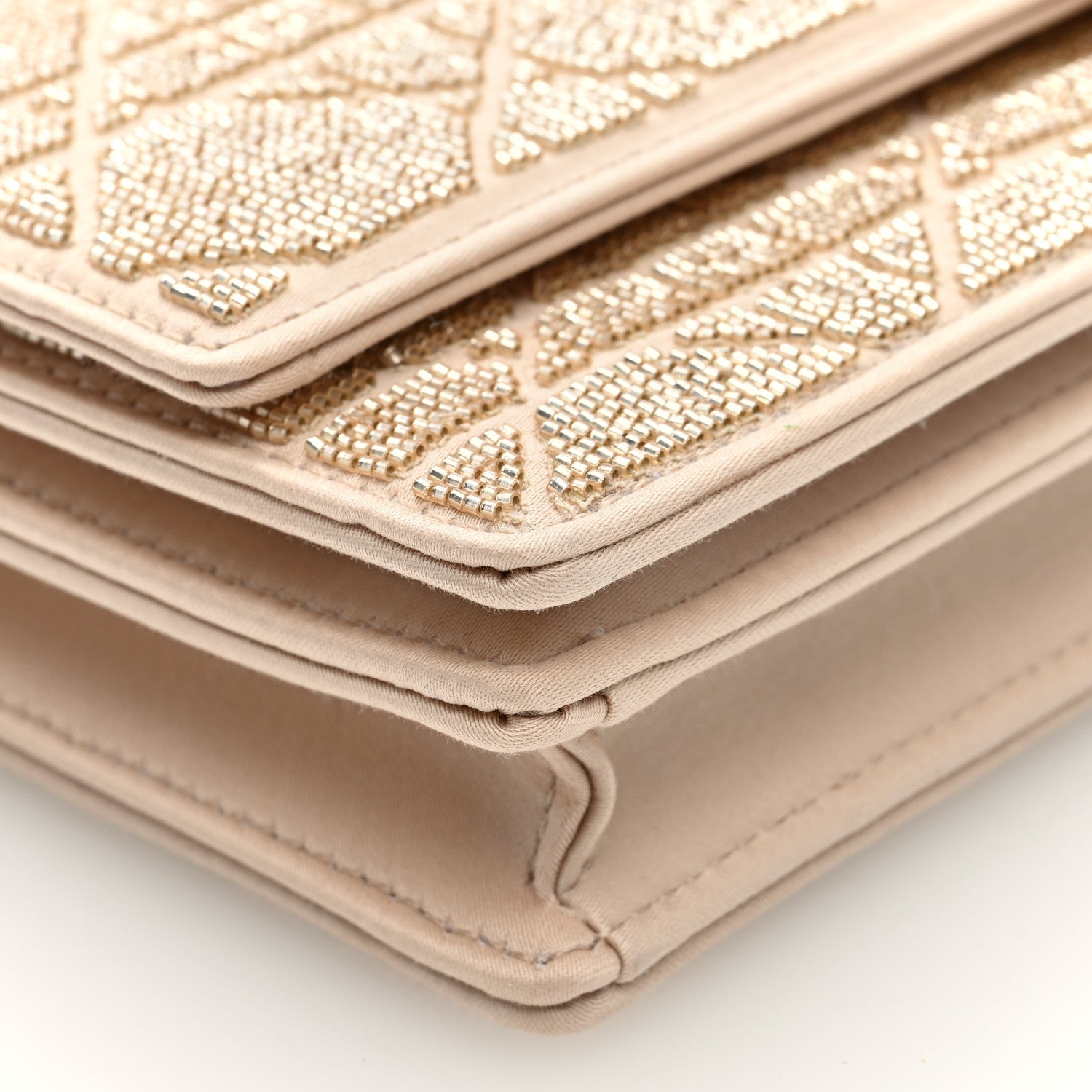 Christian Dior Calfskin Technical Fabric Beaded Embroidered Cannage Mini My Dior Top Handle Clutch Caramel Beige 8 of 9