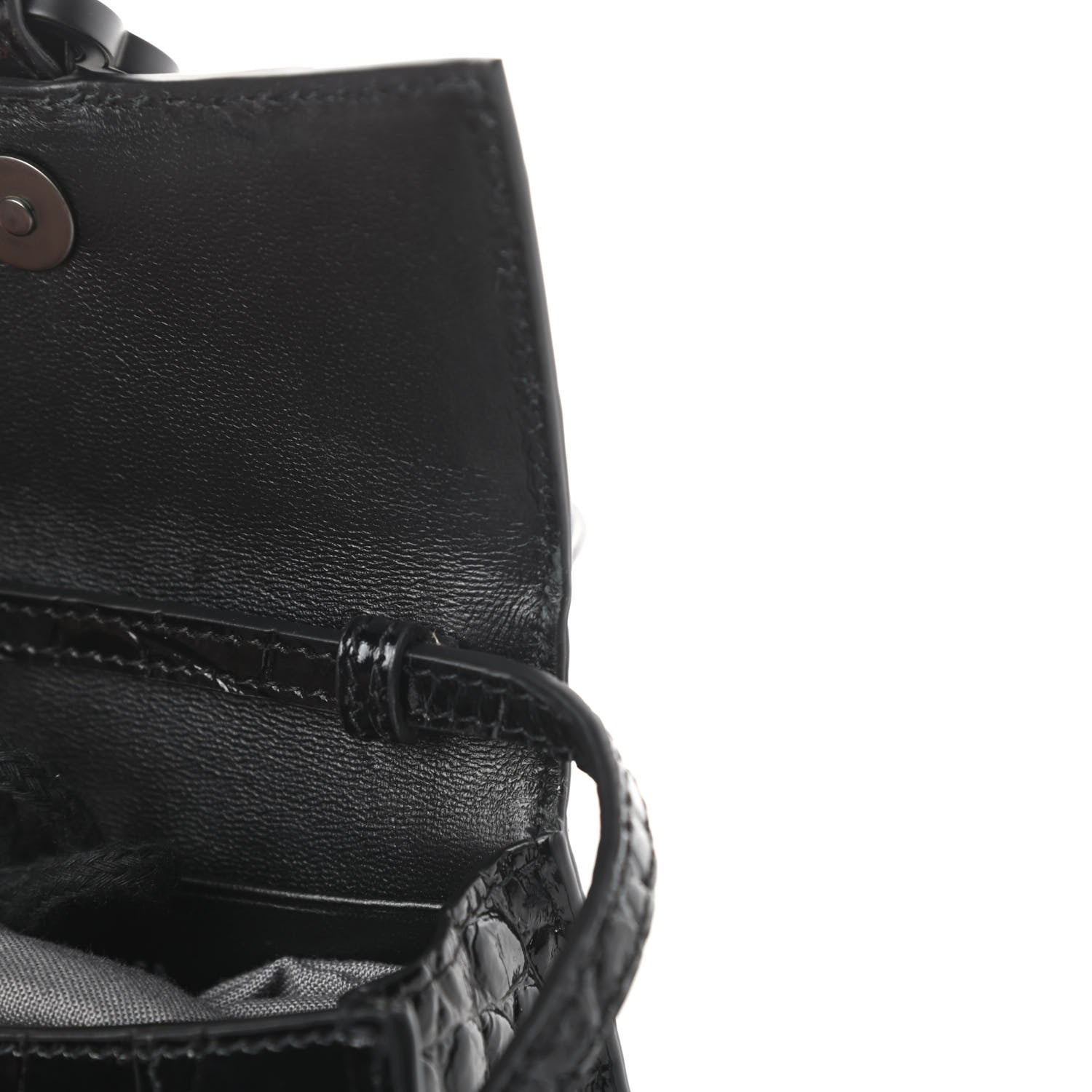 Balenciaga Shiny Calfskin Monochrome Crocodile Embossed Hourglass Top Handle Bag Mini Black 11 of 12