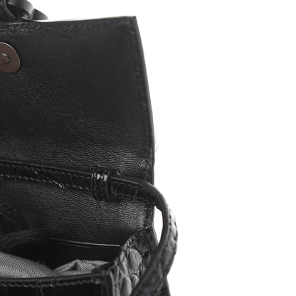 Balenciaga Shiny Calfskin Monochrome Crocodile Embossed Hourglass Top Handle Bag Mini Black 11 of 12