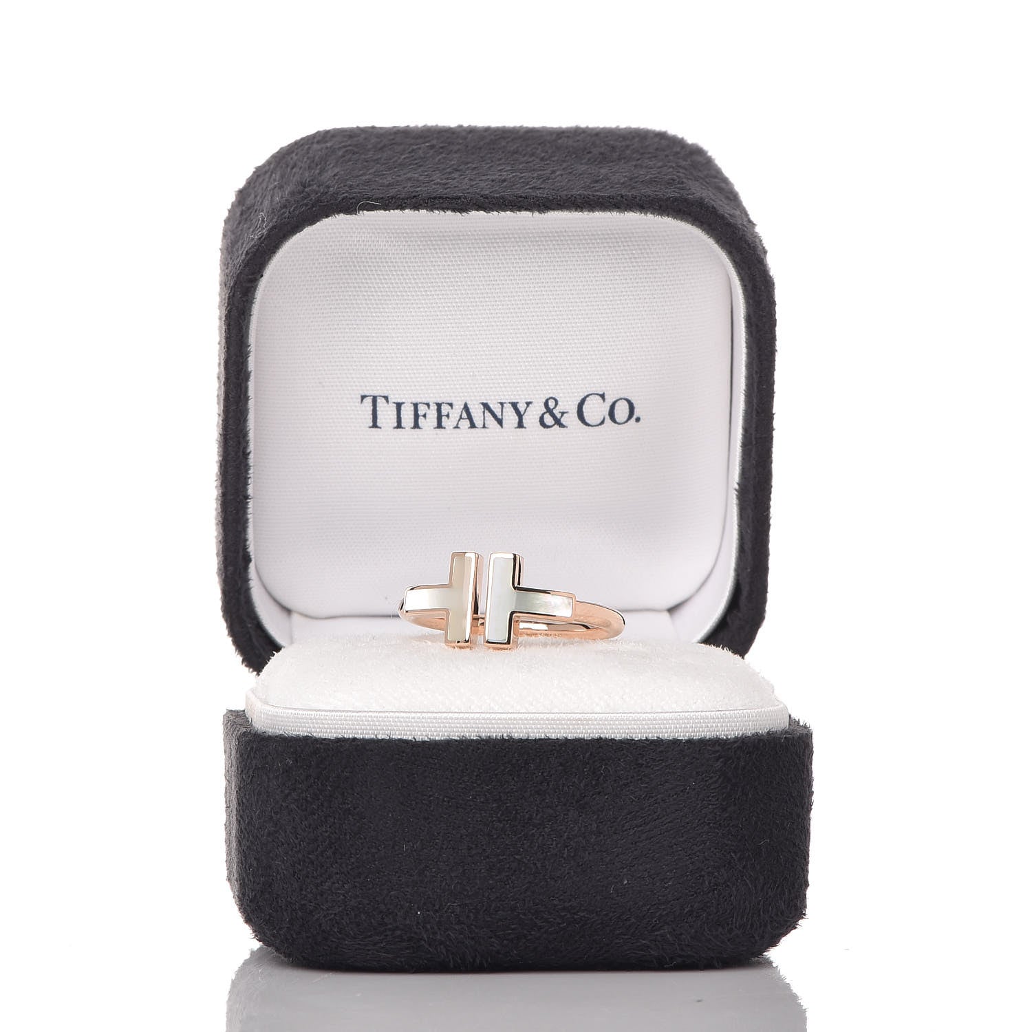 Tiffany 18K Rose Gold Mother of Pearl T Wire Ring 52 6 6 of 6