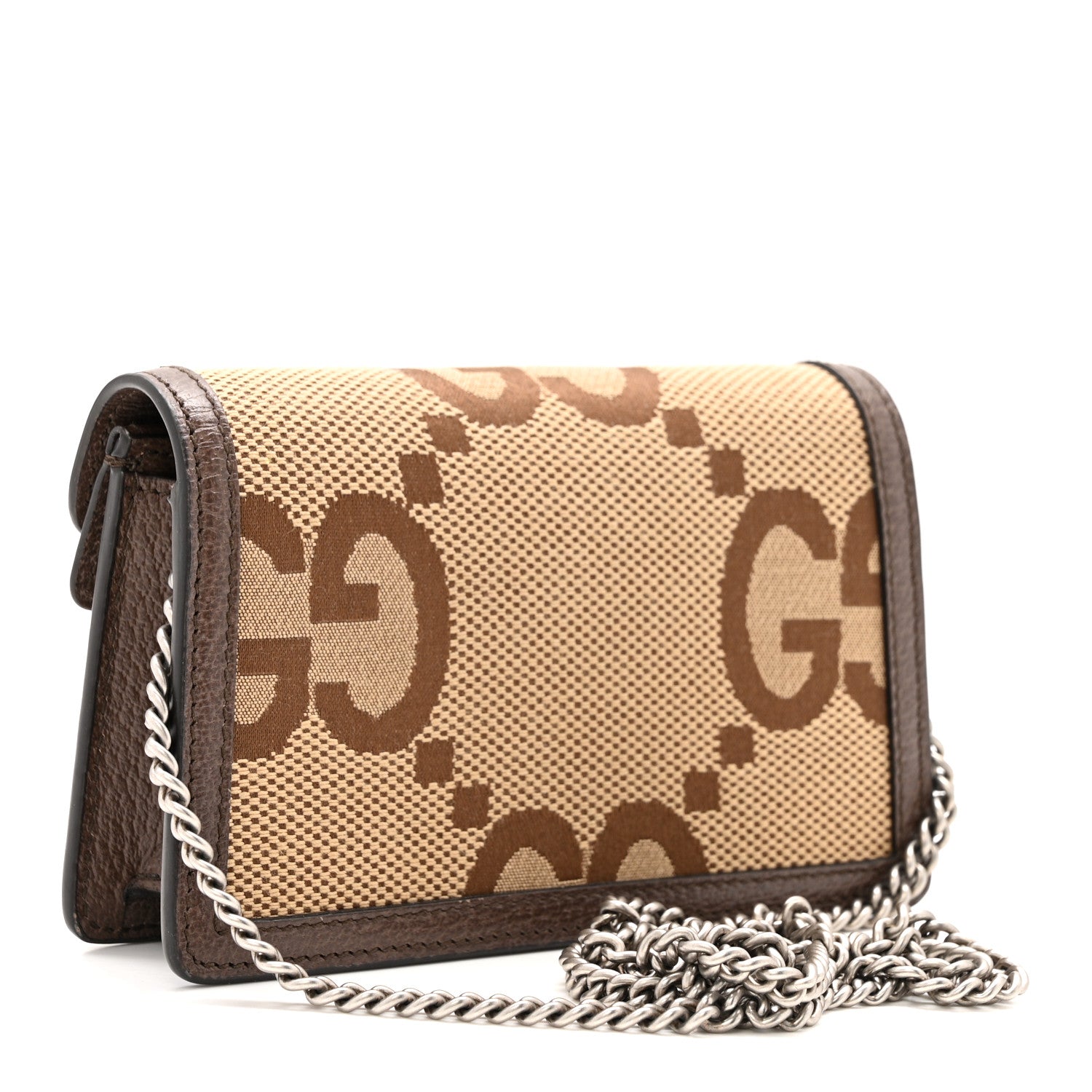 Gucci Monogram Jumbo GG Textured Dollar Calfskin Super Mini Dionysus Shoulder Bag Camel Ebony New Acero 3 of 12