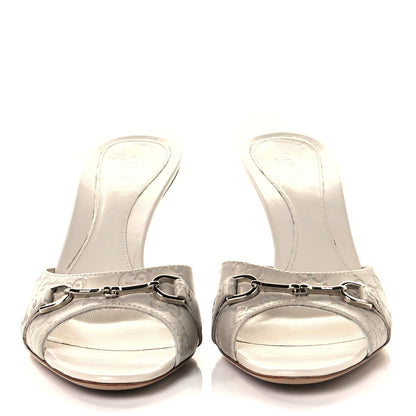 Gucci Guccissima Horsebit Mid Heel Slides 39.5 Mystic White 3 of 8