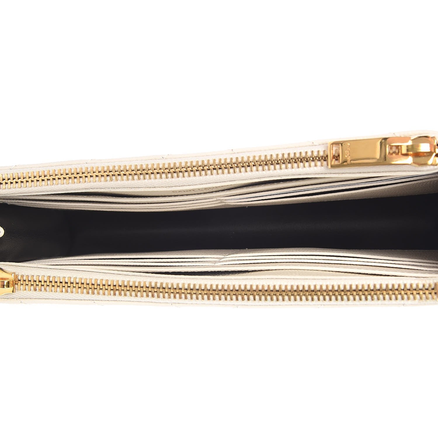 Saint Laurent Grain De Poudre Matelasse Chevron Monogram Double Zip Wallet Porcellana 5 of 7