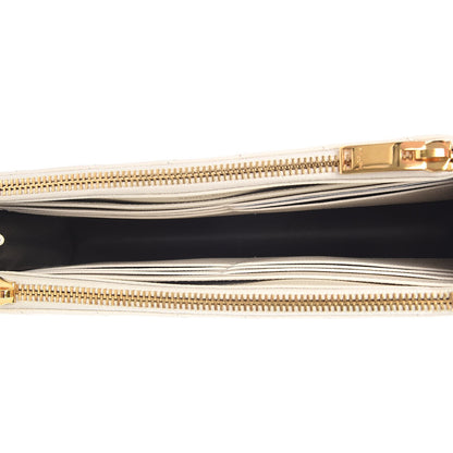 Saint Laurent Grain De Poudre Matelasse Chevron Monogram Double Zip Wallet Porcellana 5 of 7
