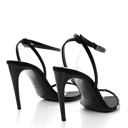 Saint Laurent Satin Crystal Gloria 100 Ankle Strap Sandals 36.5 Black 4 of 8