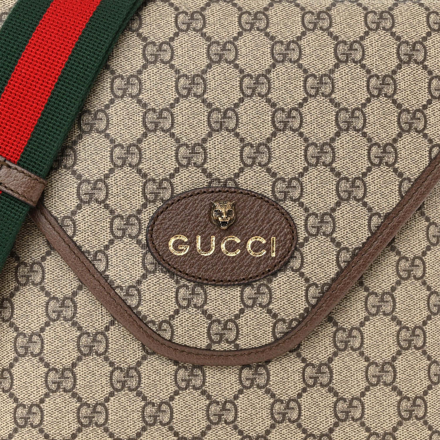 Gucci GG Supreme Monogram Web Medium Neo Vintage Flap Messenger Bag Beige New Acero 8 of 10