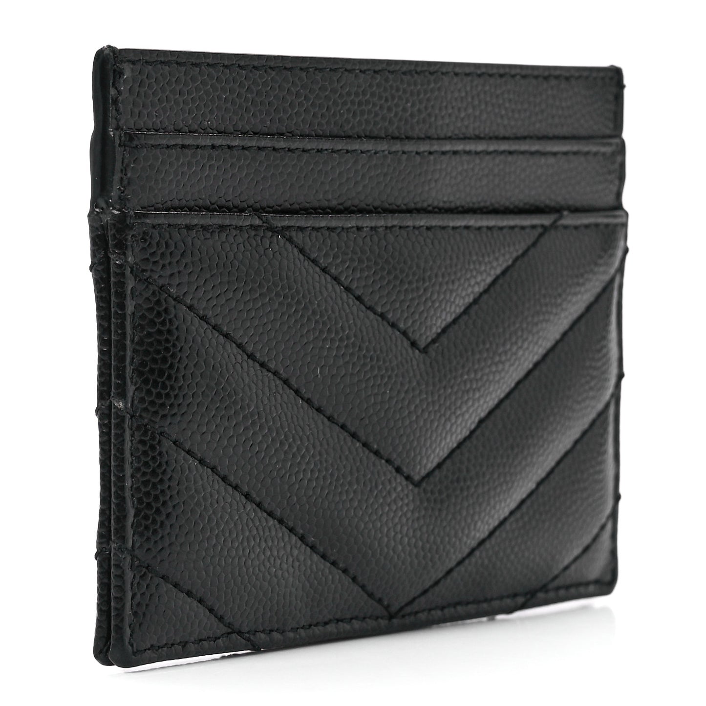 Grain De Poudre Matelasse Chevron Monogram Credit Card Case Black