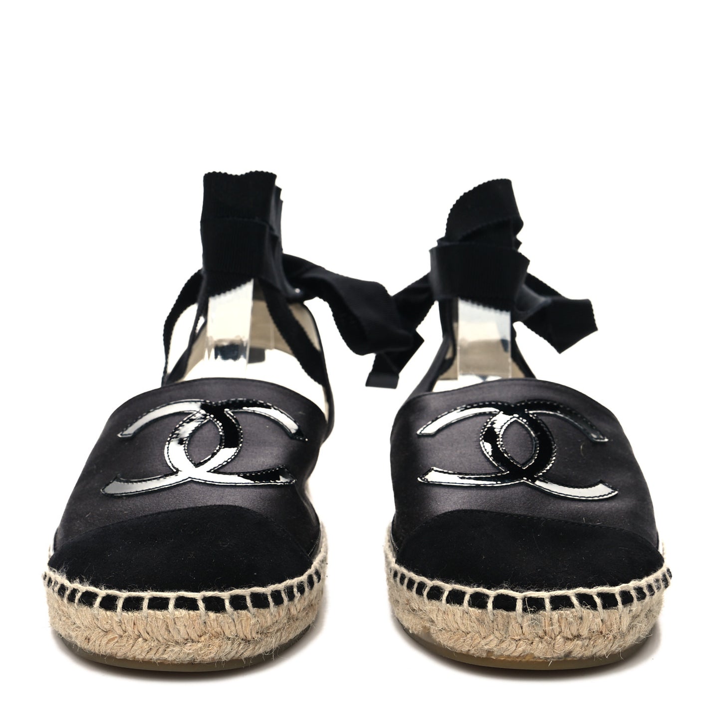 Lambskin Velvet Patent CC Espadrilles 39 Black