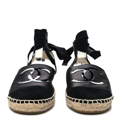 Chanel Lambskin Velvet Patent CC Espadrilles 39 Black 2 of 9