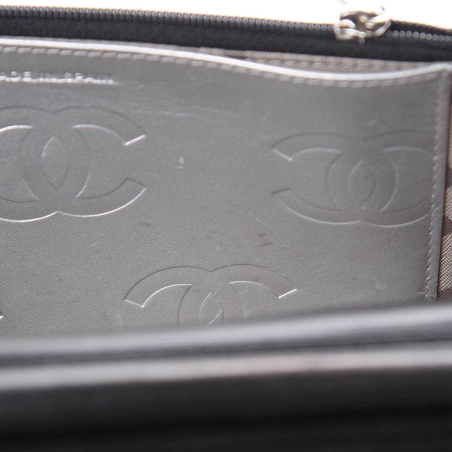 Calfskin Quilted Cambon Wallet On Chain WOC Black