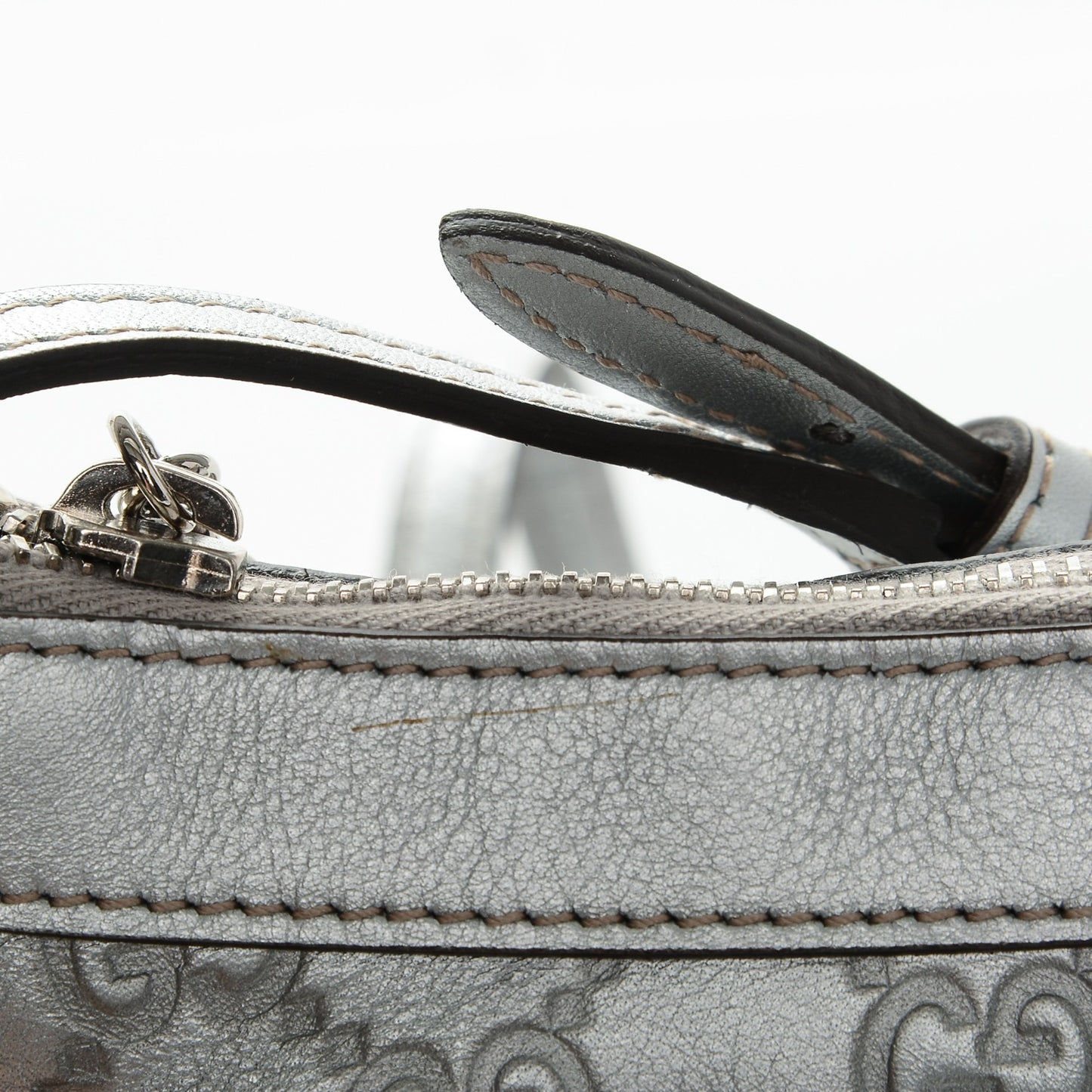 Metallic Guccissima Small Crossbody Bag Silver