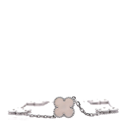 Van Cleef & Arpels 18K White Gold Mother of Pearl 5 Motifs Vintage Alhambra Bracelet 1 of 4