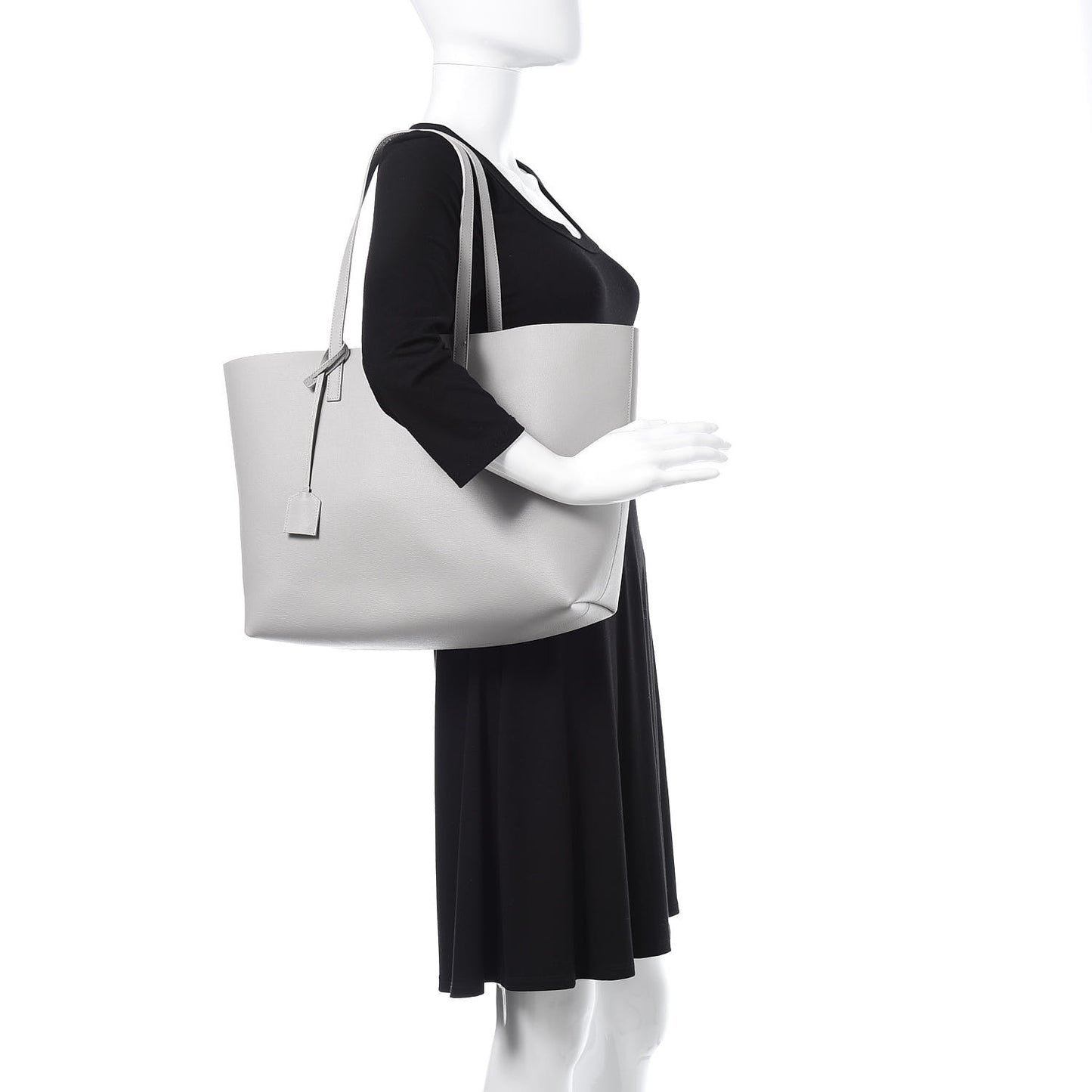 Calfskin Large Shopping Tote Light Gray