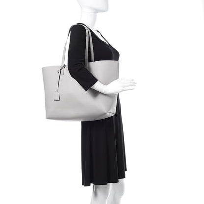 Saint Laurent Calfskin Large Shopping Tote Light Gray 2 of 11