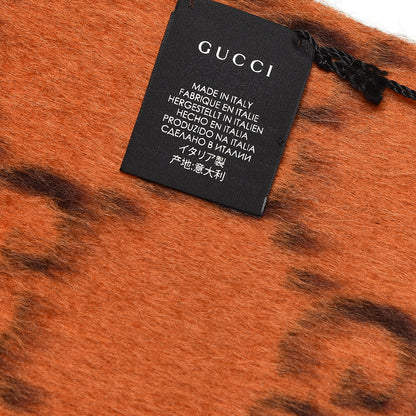 Gucci Wool Alpaca GG Monogram Big GG Rock Scarf Tangerine Brown 4 of 5