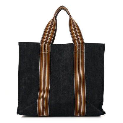 Loro Piana Denim Cotton Canvas The Suitcase Stripe Tote Blue 1 of 12