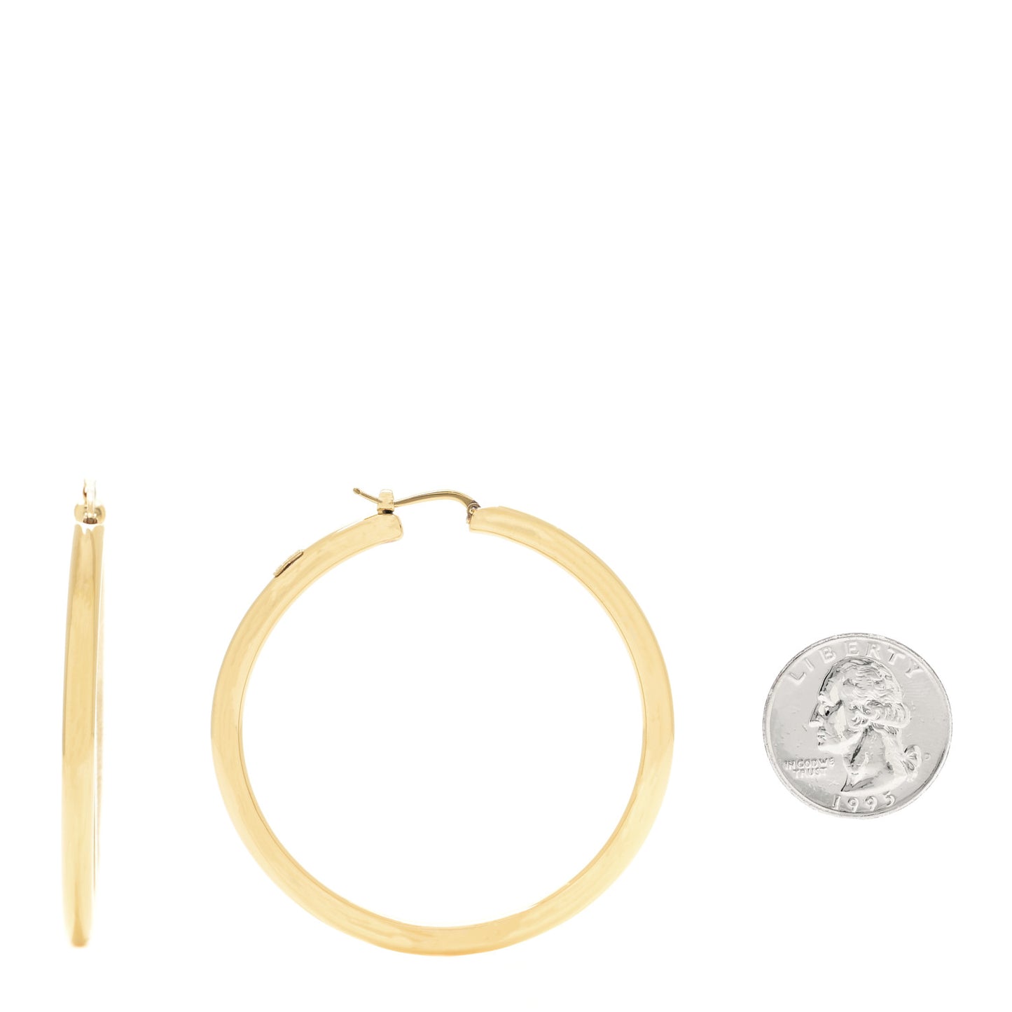 18K Yellow Gold Perfect Hoop Classic Large Thick Earrings
