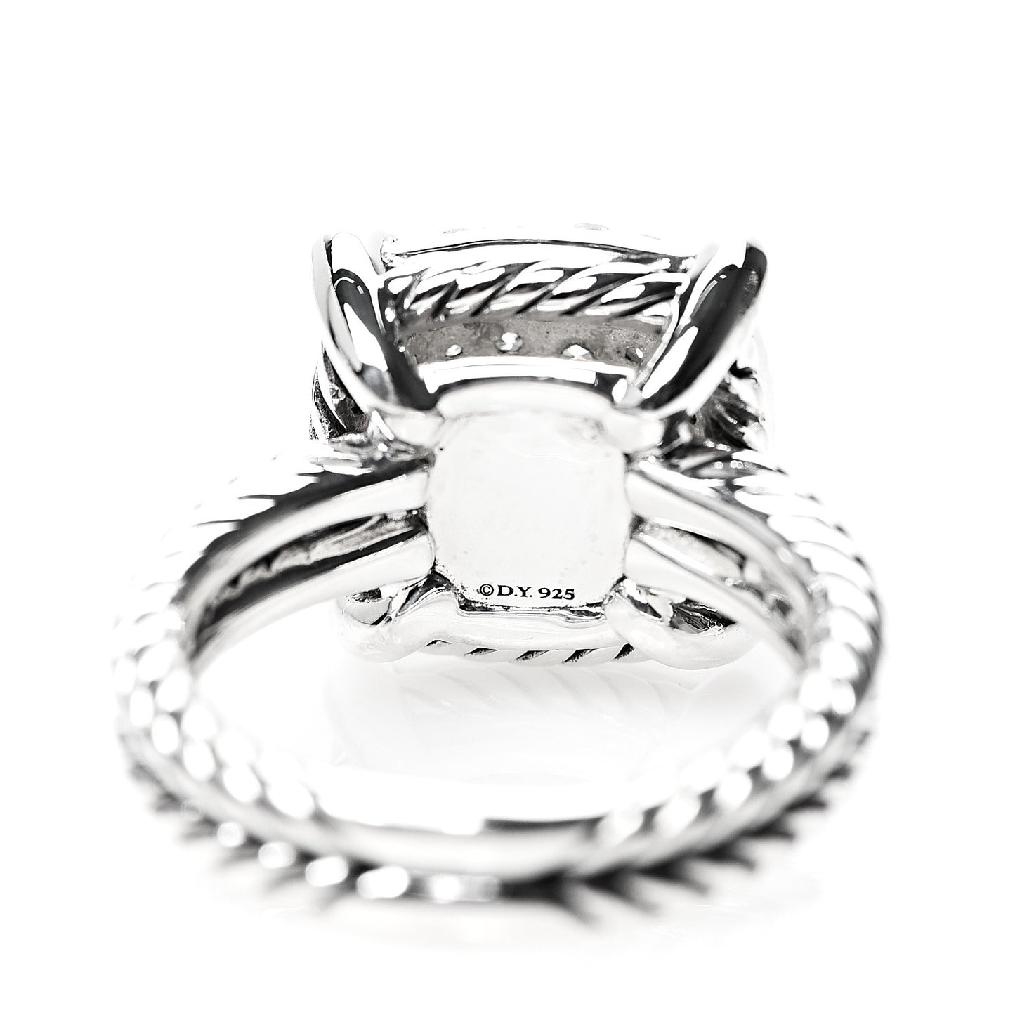 Sterling Silver Diamond 14mm Chatelaine Pave Ring 54 7