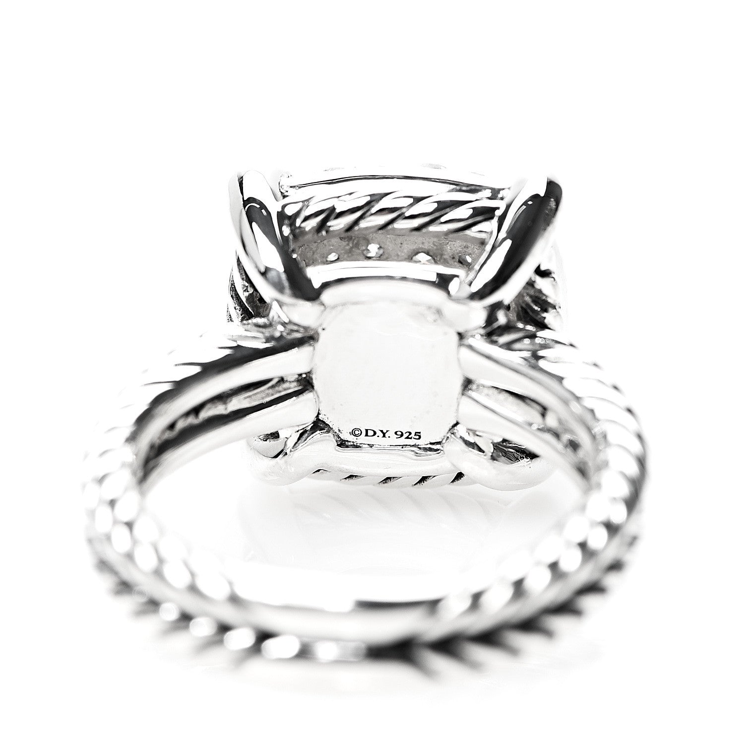 David Yurman Sterling Silver Diamond 14mm Chatelaine Pave Ring 54 7 2 of 3