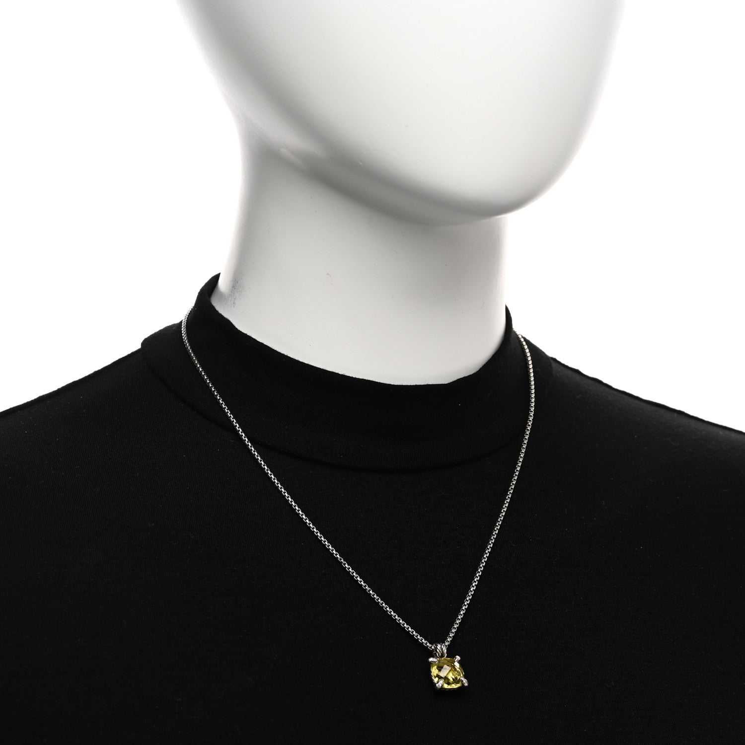 David Yurman Sterling Silver Diamond Lemon Citrine 11mm Chatelaine Pendant Necklace 2 of 4