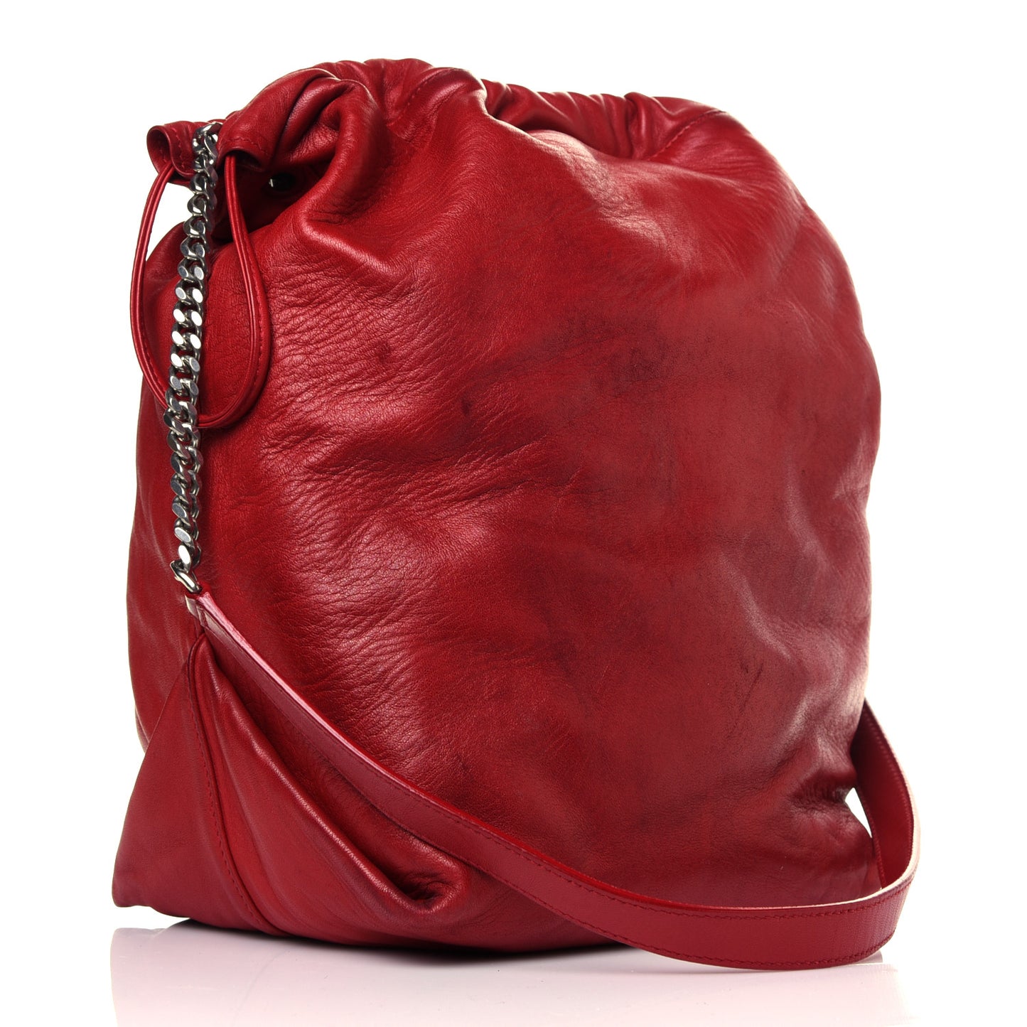 Lambskin Teddy Drawstring Bag Eros Red