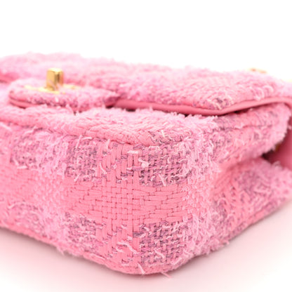 Chanel Tweed Quilted Pearl Twist Mini Square Flap Pink Dark Pink 10 of 11