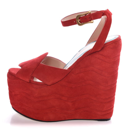 Gucci Suede Sally Platforms 41.5 Hibiscus Red 1 of 7