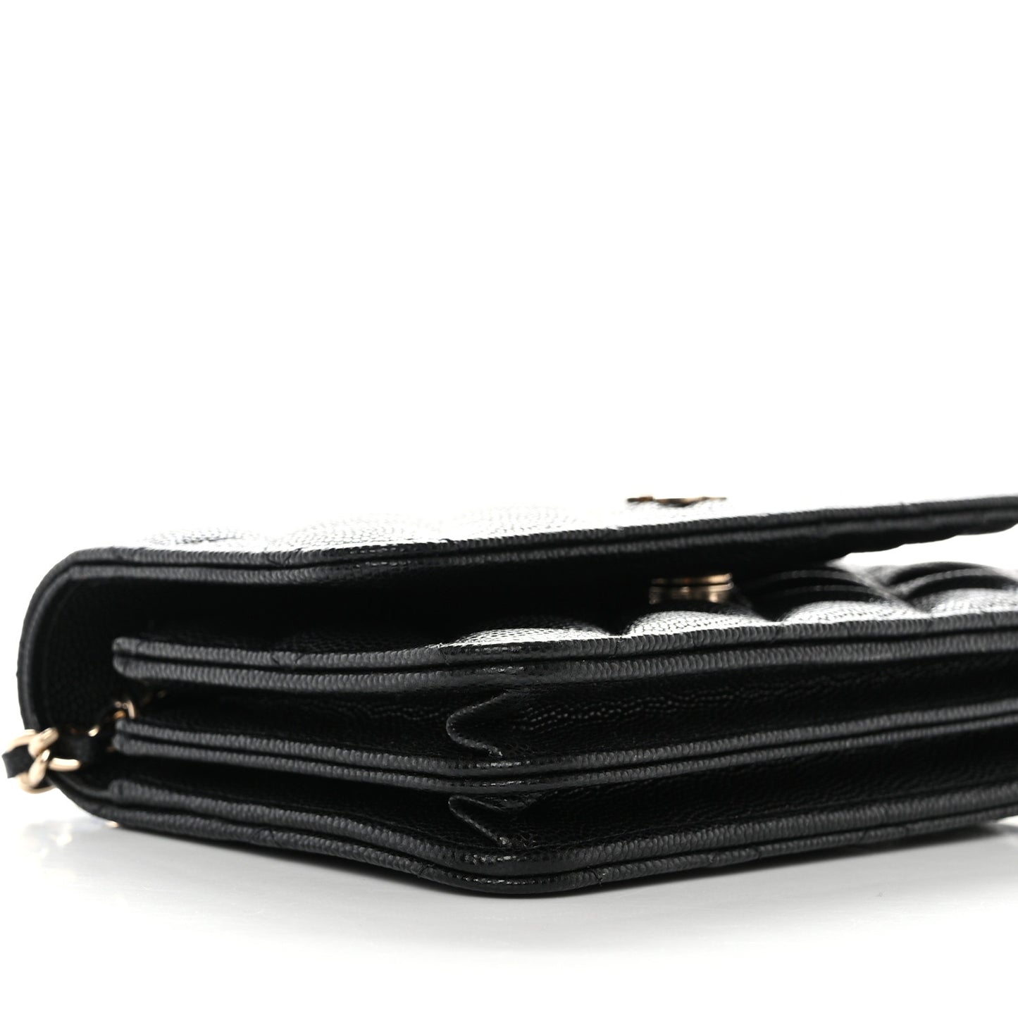 Caviar Quilted Mini Wallet On Chain WOC Black