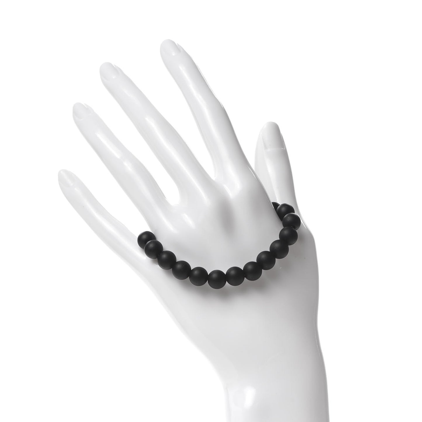 Sterling Silver Black Onyx 8mm Spiritual Beads Bracelet