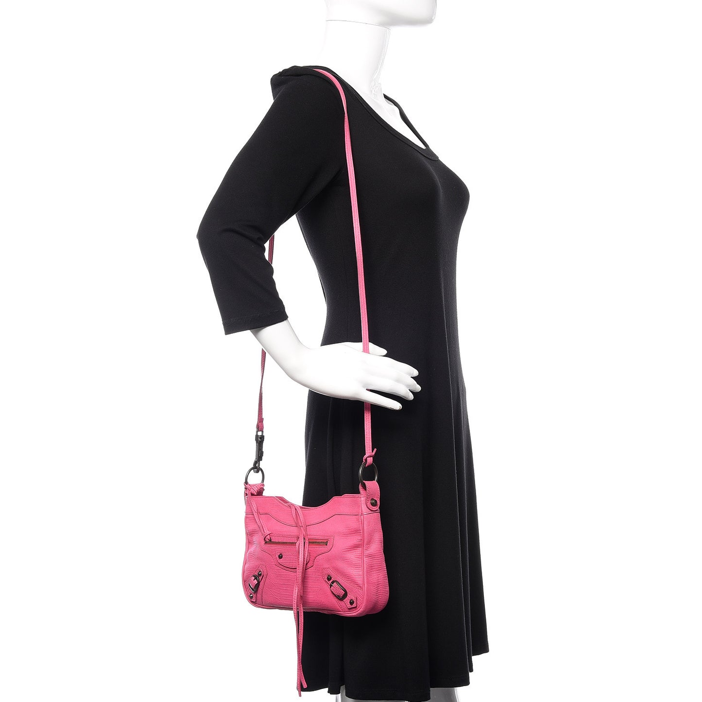 Agneau Lizard Embossed Hip Pink