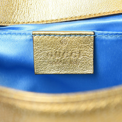 Gucci Metallic Calfskin Matelasse Mini GG Marmont Shoulder Bag Gold Pink 6 of 10