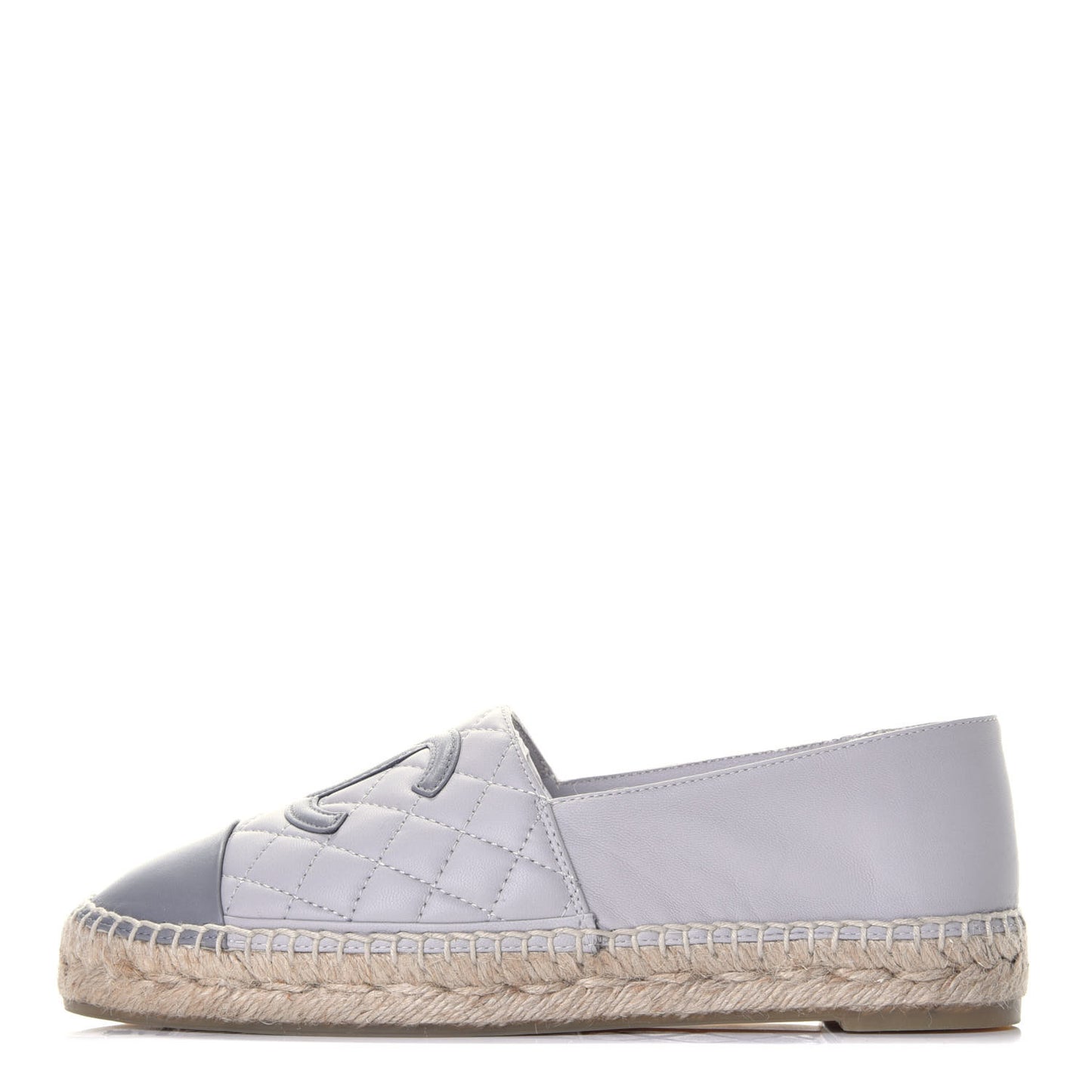Lambskin Quilted CC Espadrilles 37 Grey