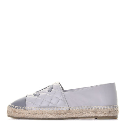 Chanel Lambskin Quilted CC Espadrilles 37 Grey 1 of 9
