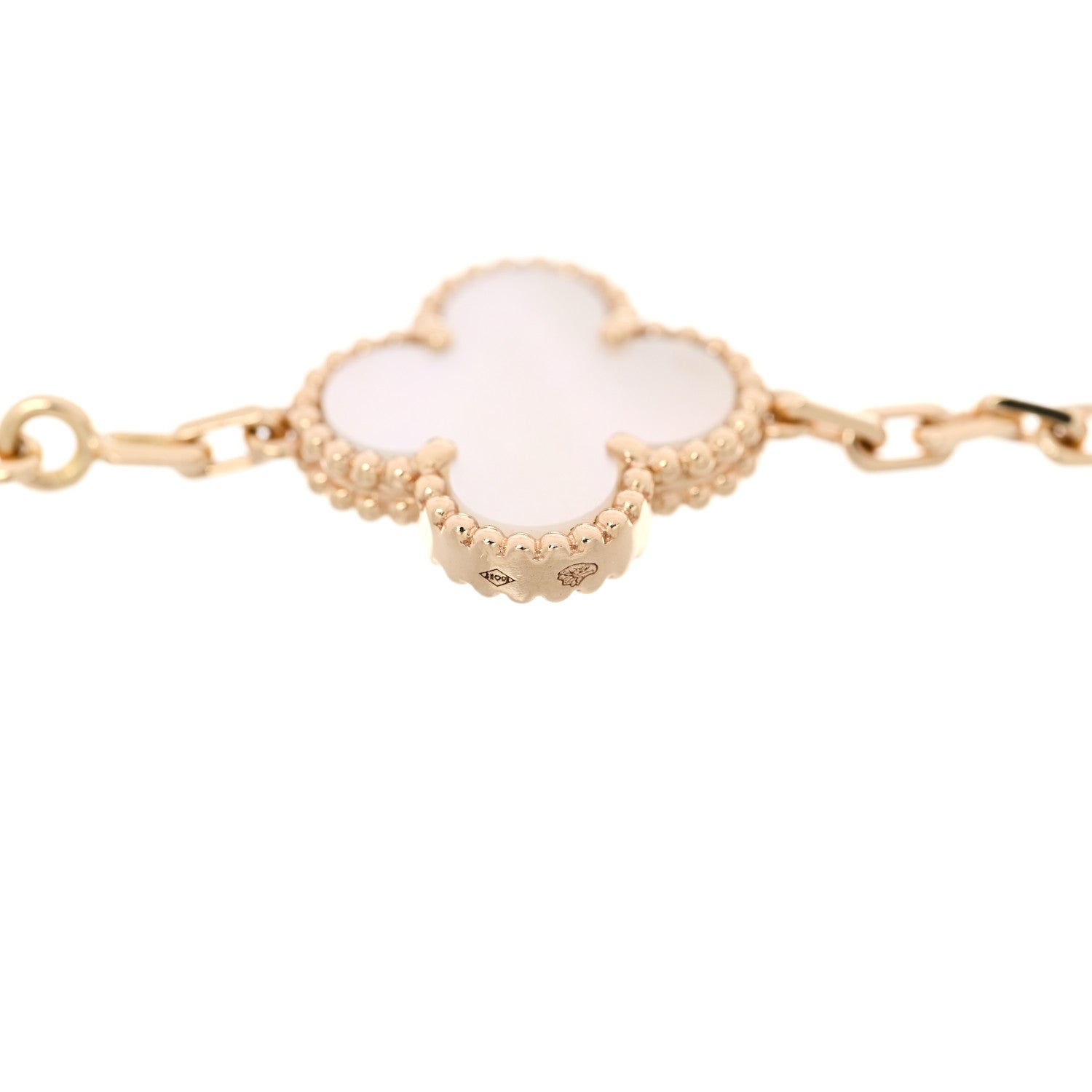Van Cleef & Arpels 18K Yellow Gold Mother of Pearl 5 Motifs Vintage Alhambra Bracelet 4 of 5