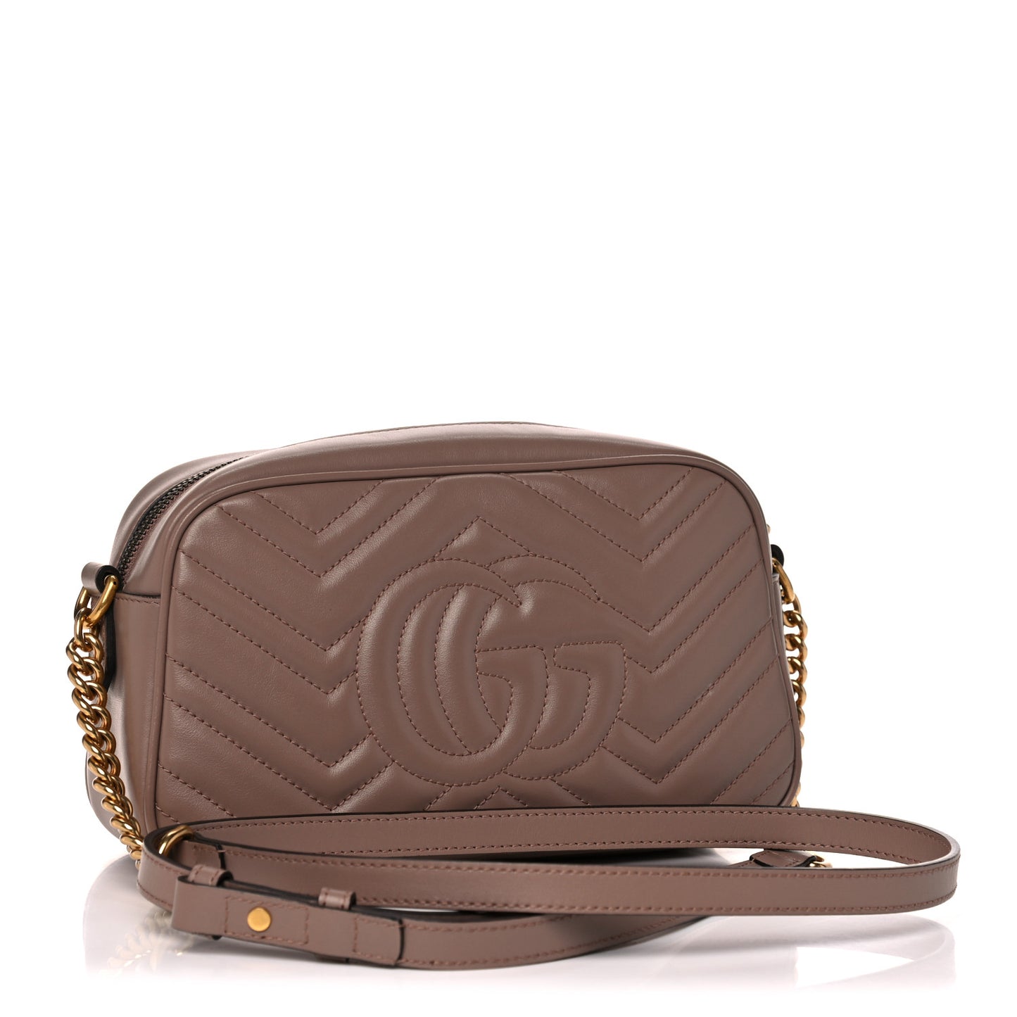 Calfskin Matelasse Small GG Marmont Chain Shoulder Bag Porcelain Rose