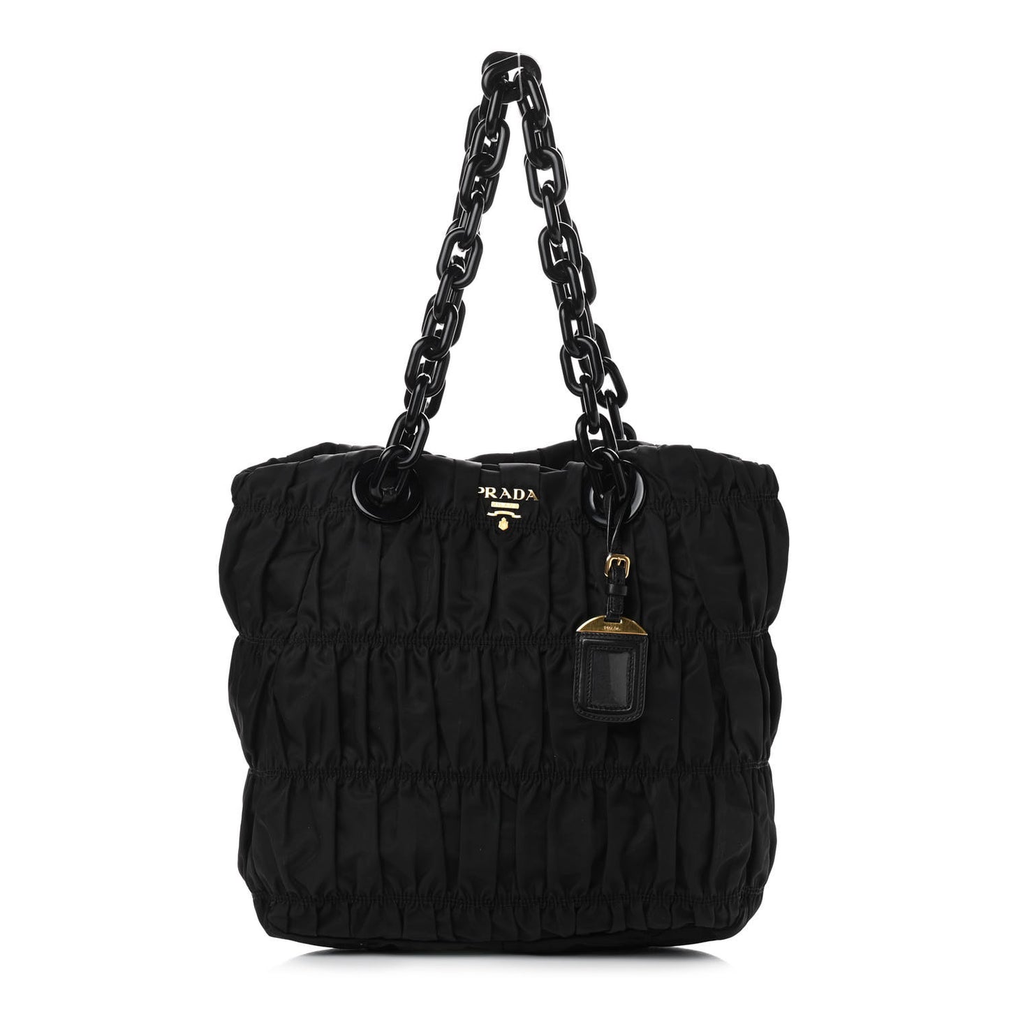 Tessuto Nylon Gaufre Chain Tote Black