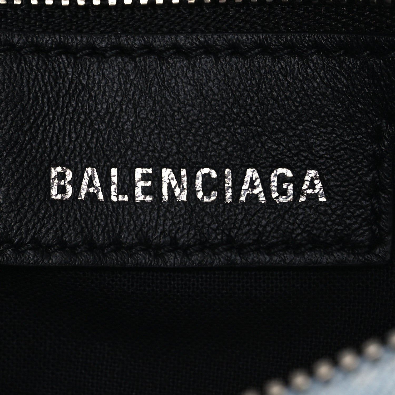 Balenciaga Washed Frayed Denim Crystal Neo Cagole Handbag XS Blue 7 of 15