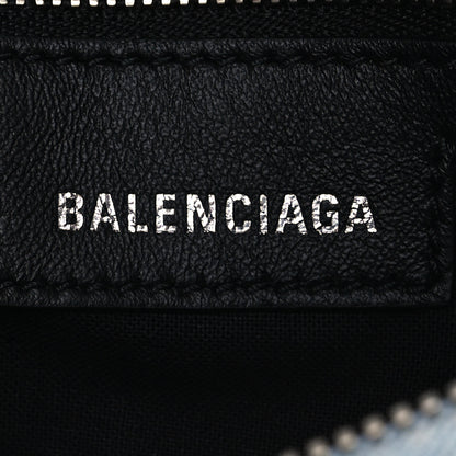 Balenciaga Washed Frayed Denim Crystal Neo Cagole Handbag XS Blue 7 of 15
