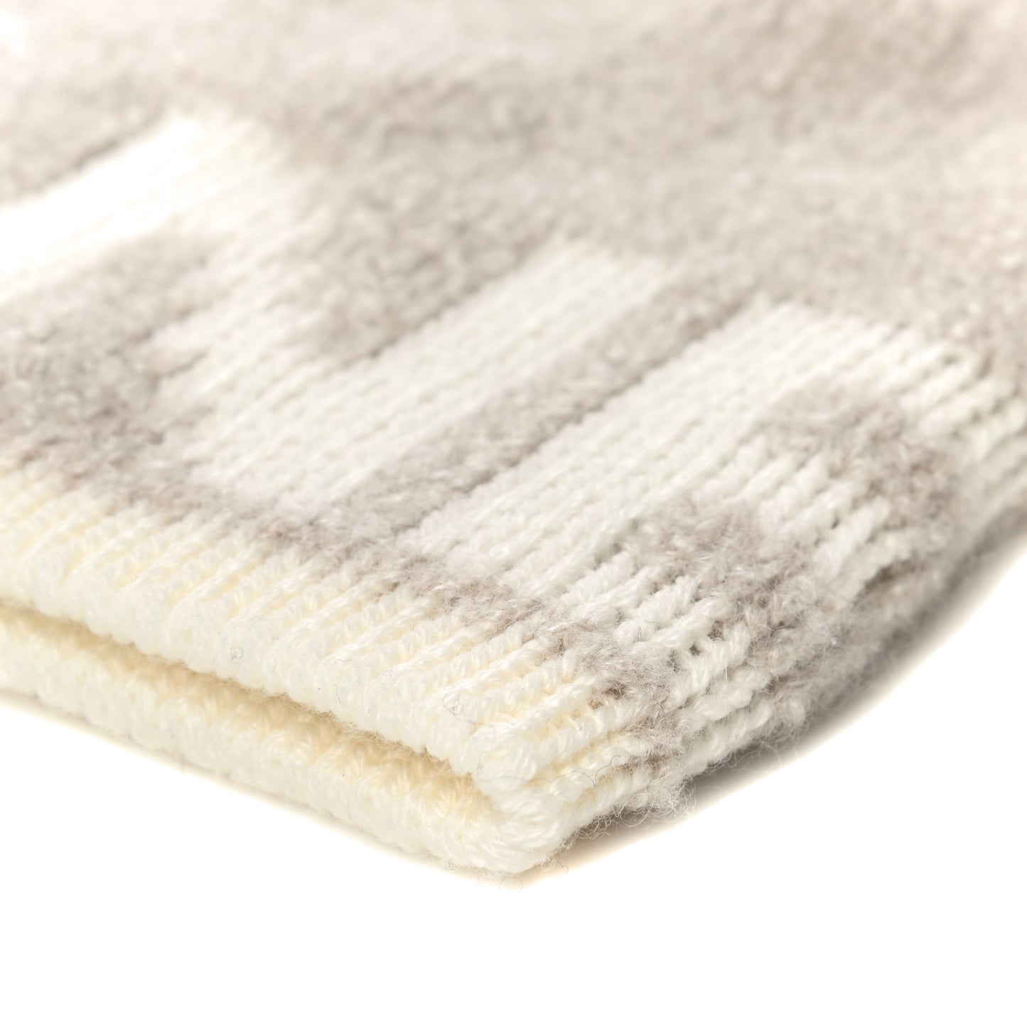 Cashmere Wool Silk Logo Beanie Hat Beige White